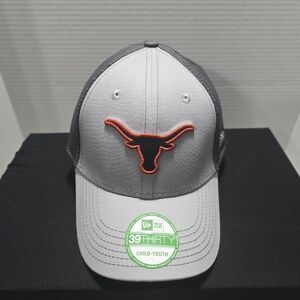 Texas Longhorns New Era 39Thirty Black Orange Gray Back Mesh Youth NWT